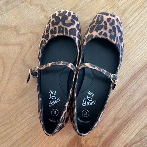 Girls leopard Mary Jane ballet flats